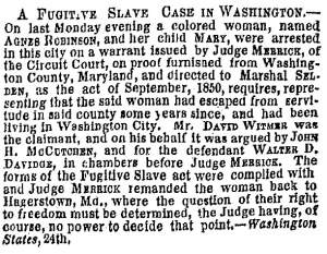 “A Fugitive Slave Case in Washington,” New York Times, June 25, 1859