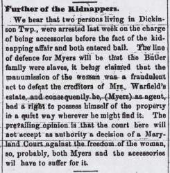 “Further of the Kidnappers,” Carlisle (PA) American, June 29, 1859