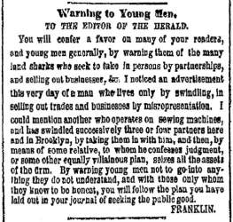 “Warning to Young Men,” New York Herald, August 21, 1859