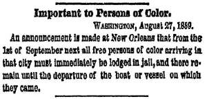 “Important to Persons of Color,” New York Herald, August 28, 1859