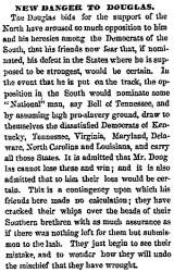 “New Danger To Douglas,” Chicago (IL) Press and Tribune, September 29, 1859