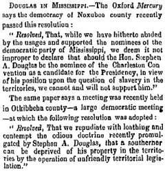 “Douglas in Mississippi,” Charleston (SC) Mercury, October 3, 1859