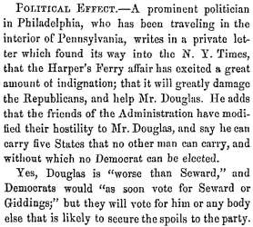 "Political Effect," Fayetteville (NC) Observer, October 31, 1859