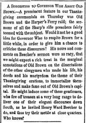 “A Suggestion to Governor Wise About Old Brown,” New York Herald, November 27, 1859