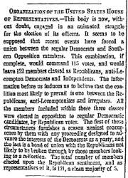 “Organization of the United States House of Representatives,” San Francisco (CA) Bulletin, December 7, 1859
