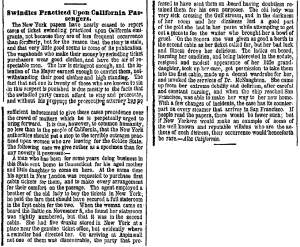 “Swindles Practiced Upon California Passengers,” New York Herald, January 15, 1860