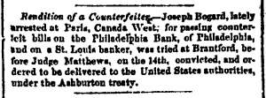 “Rendition of a Counterfeiter,” New Orleans (LA) Picayune, January 22, 1860