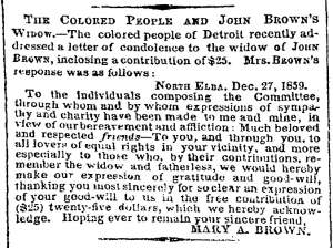 “The Colored People and John Brown’s Widow,” New York Times, January 23, 1860