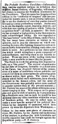 “The Probable Southern Candidate,” Charleston (SC) Courier, January 26, 1860