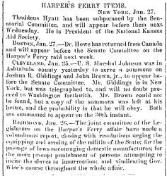 “Harper’s Ferry Items,” Fayetteville (NC) Observer, January 30, 1860
