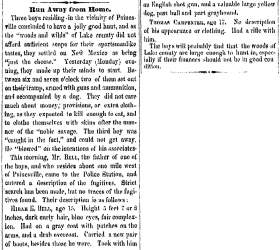 “Run Away from Home,” Cleveland (OH) Herald, February 7, 1860