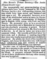 “John Brown’s Private Secretary,” Charleston (SC) Courier, March 8, 1860