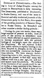 “Douglas in Pennsylvania,” (Montpelier) Vermont Patriot, April 7, 1860