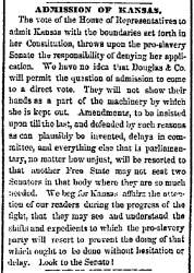 “Admission of Kansas,” Chicago (IL) Press and Tribune, April 13, 1860
