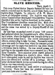 “Slave Rescued,” Cleveland (OH) Herald, April 28, 1860