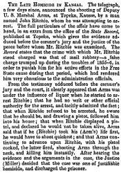 “The Late Homicide in Kansas,” Boston (MA) Liberator, May 4, 1860