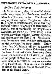 “The Nomination of Mr. Lincoln,” Cleveland (OH) Herald, May 22, 1860