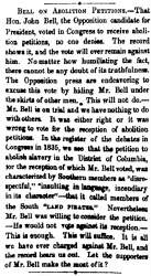 “Bell on Abolition Petitions,” (Jackson) Mississippian, June 6, 1860