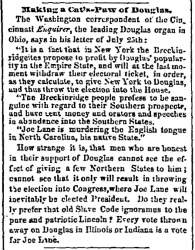 “Making a Cat’s-Paw of Douglas,” Chicago (IL) Press and Tribune, July 31, 1860
