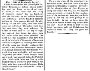 "The City of Brotherly Love," New York Times, August 29, 1865