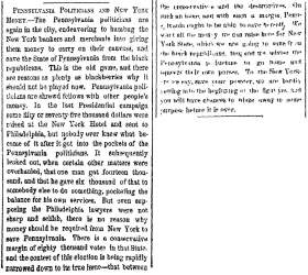 “Pennsylvania Politicians and New York Money,” New York Herald, September 2, 1860