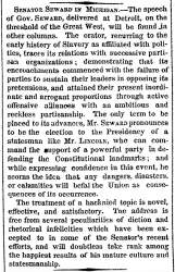 “Senator Seward in Michigan,” New York Times, September 5, 1860