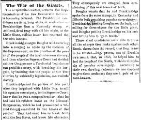 “The War of the Giants,” Ripley (OH) Bee, September 13, 1860