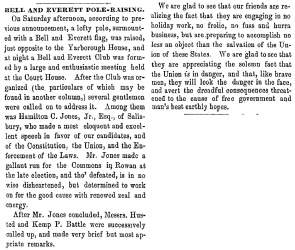 "Bell and Everett Pole-Raising," Raleigh (NC) Register, September 19, 1860