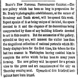 “Brady's New National Photographic Gallery,” New York Herald, October 2, 1860