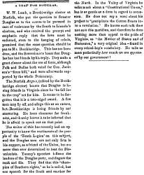 “A Trap For Douglas,” Charlestown (VA) Free Press, October 11, 1860