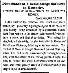 “Disturbance at a Breckinridge Barbecue in Kentucky,” New York Herald, October 14, 1860