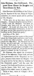 "John Sherman, the Abolitionist, Proposes Three Cheers for Douglas," (Jackson) Mississippian, October 24, 1860