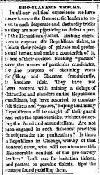 "Pro-Slavery Tricks," Chicago (IL) Tribune, November 6, 1860