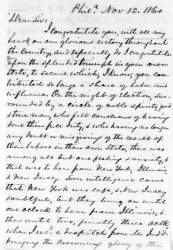 John P. Sanderson to David Davis, November 12, 1860 (Page 1)