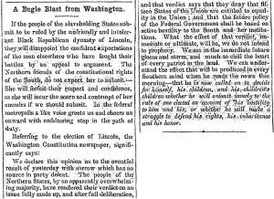 “A Bugle Blast from Washington,” (Jackson) Mississippian, November 13, 1860