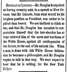 “Douglas on Lincoln,” New York Herald, November 18, 1860