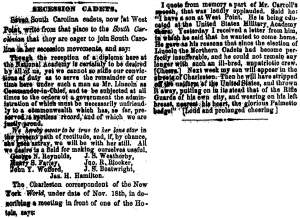 “Secession Cadets,” Cleveland (OH) Herald, November 26, 1860