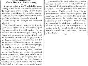 “John Brown Anniversary,” Charlestown (VA) Free Press, December 13, 1860