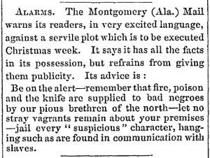 “Alarms,” Lowell (MA)Citizen & News, December 22, 1860