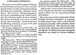 “A Forgeone Conclusion,” Charlestown (VA) Free Press, January 3, 1861