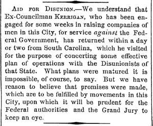 “Aid For Disunion,” New York Times, January 16, 1861