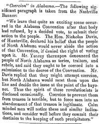 “‘Coercion’ in Alabama,” Fayetteville (NC) Observer, January 28, 1861