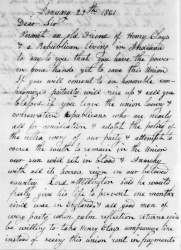 Campbell Kinnear to Abraham Lincoln, January 29, 1861 (Page 1)