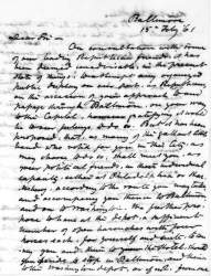 Worthington G. Snethen to Abraham Lincoln, February 15, 1861 (Page 1)