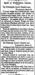 “Spirit of Washington Letters,” Cleveland (OH) Herald, March 25, 1861