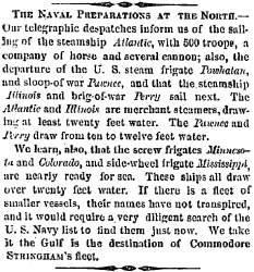 “The Naval Preparations at the North,” Charleston (SC) Mercury, April 8, 1861