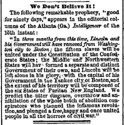 “We Don’t Believe It!,” Chicago (IL) Tribune, April 23, 1861