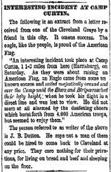 “Interesting Incident at Camp Curtin,” Cleveland (OH) Herald, April 25, 1861