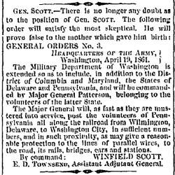 “Gen. Scott,” Charleston (SC) Mercury, April 27, 1861