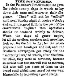 “Time Not Expired,” Chicago (IL) Tribune, April 30, 1861